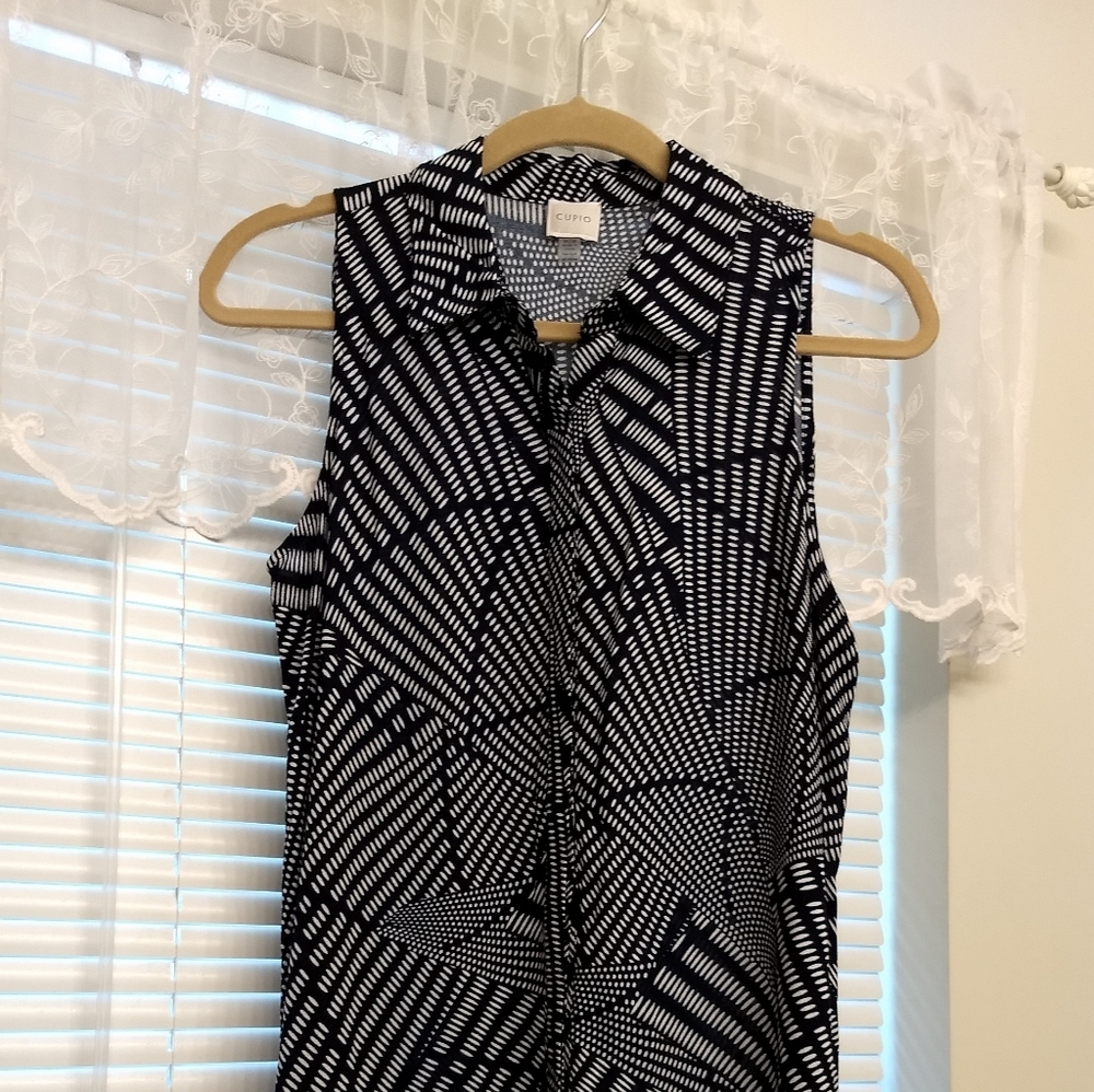 Cupio button up tunic sleeveless dress